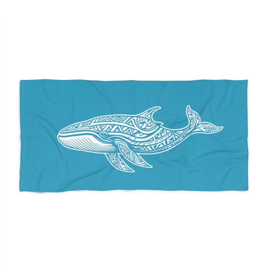 Tribal Waves Beach Towel - WHALE