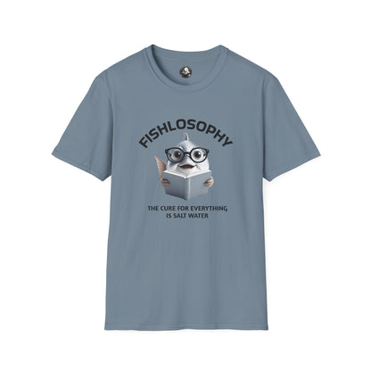 Fishlosophy Unisex T-Shirt - Ocean Vibes and Life's Questions Design - The Cure For Everything Is Salt Water