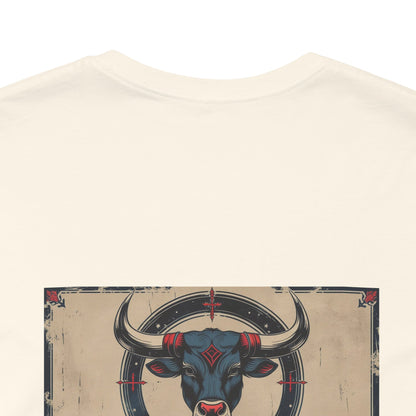 Taurus - Gothic Zodiac T-Shirt. Blue graphic on the back.  Zodiac in the Shadows