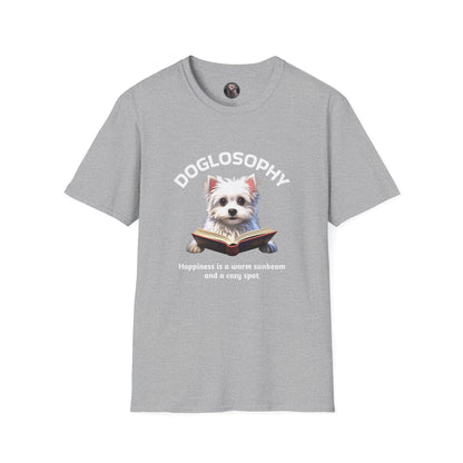 Doglosophy  Unisex Softstyle T-Shirt - "Happiness is a Warm Sunbeam" Design