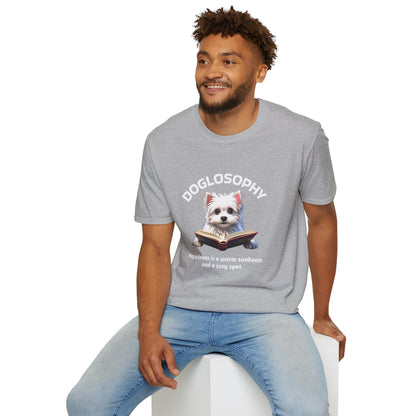 Doglosophy  Unisex Softstyle T-Shirt - "Happiness is a Warm Sunbeam" Design