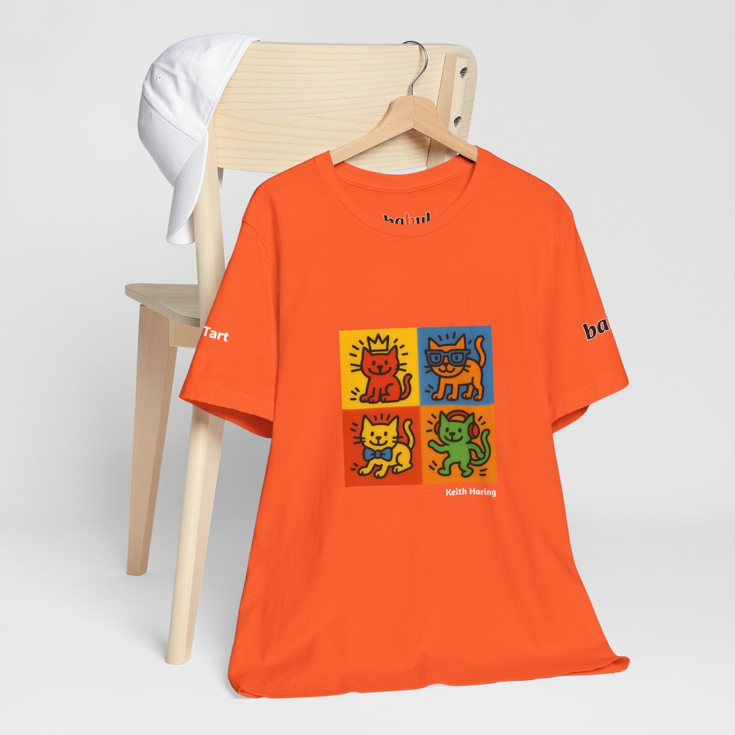 CATART Unisex Jersey Cat T-Shirt - KEITH HARING - Iconic Painting Reimagined with Cats