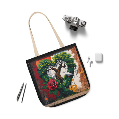 Artistic Surge - Eco-Friendly Canvas Tote Bag - HEART WITH ROSE