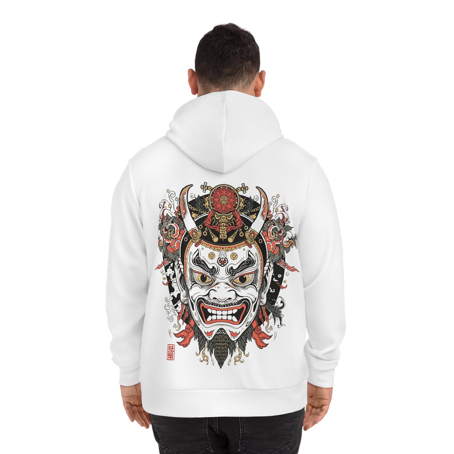 Bold Oni Mask Hoodie - Japanese Irezumi Tattoo Art Streetwear
