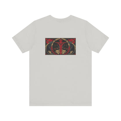 Libra - Gothic Zodiac, Red Graphic on the back T-Shirt. Zodiac in the Shadows
