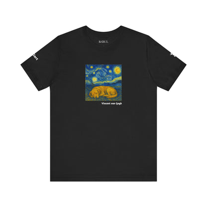 DOGART Unisex Jersey Dog T-Shirt - VAN GOGH - Iconic Painting Reimagined with Dogs