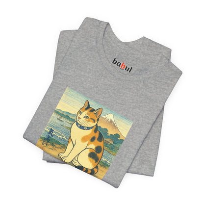 CATART Unisex Jersey Cat T-Shirt - UKIYO-E Japanese art Style - Iconic Painting Reimagined with Cats