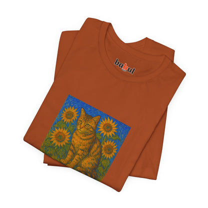 CATART Unisex Jersey Cat T-Shirt - Vincent van Gogh - Iconic Painting Reimagined with Cats