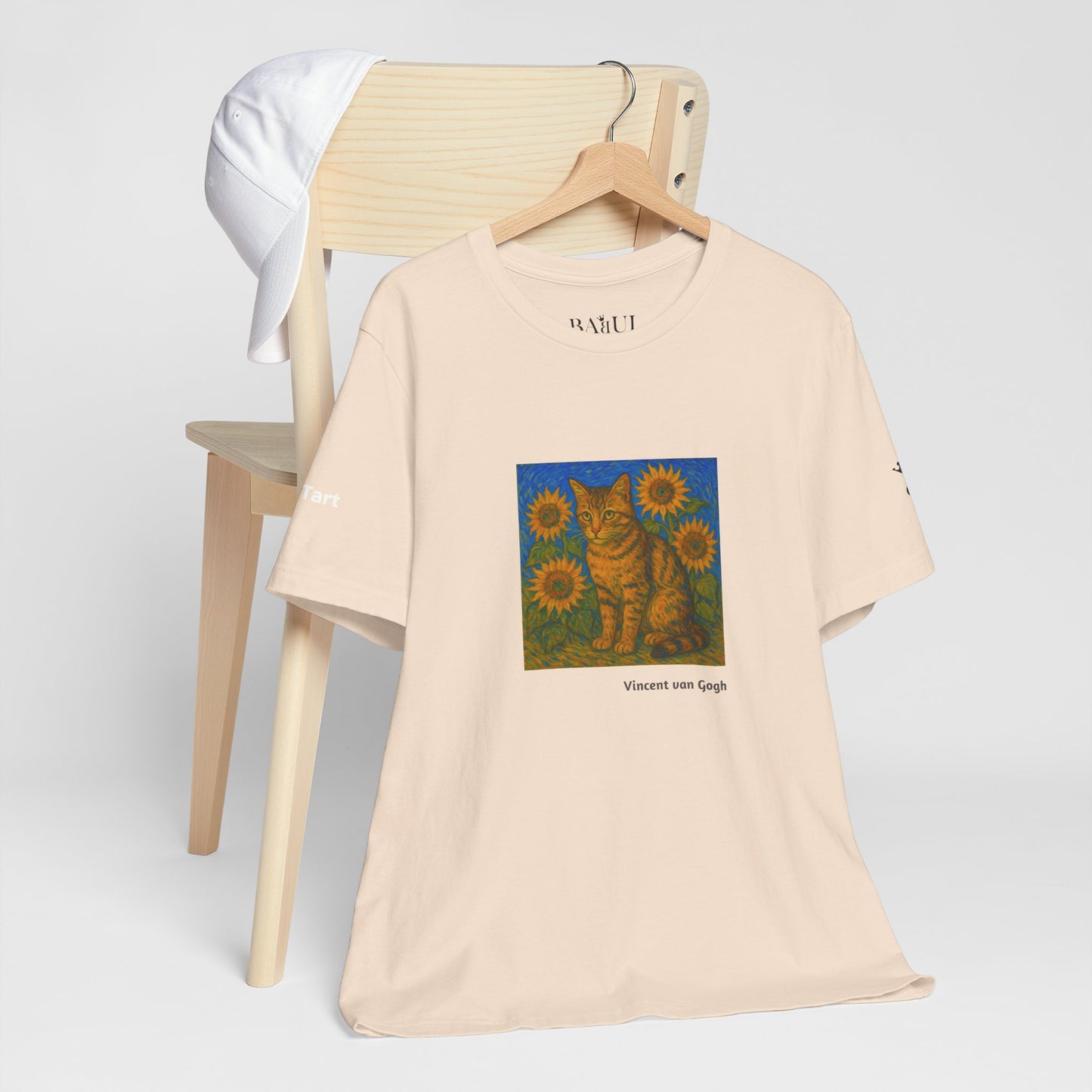 CATART Unisex Jersey Cat T-Shirt - Vincent van Gogh - Iconic Painting Reimagined with Cats