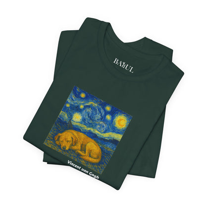 DOGART Unisex Jersey Dog T-Shirt - VAN GOGH - Iconic Painting Reimagined with Dogs