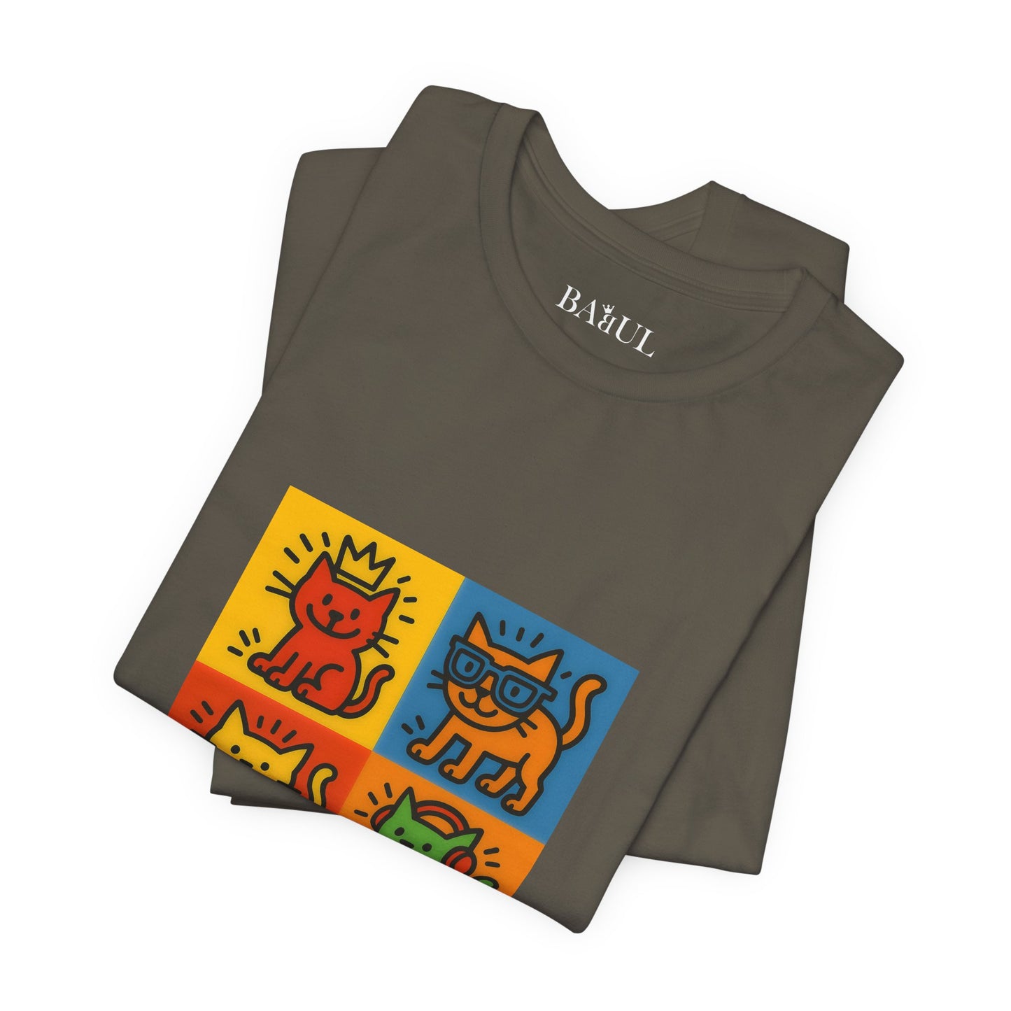 CATART Unisex Jersey Cat T-Shirt - KEITH HARING - Iconic Painting Reimagined with Cats