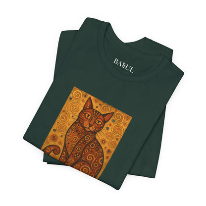 CATART Unisex Jersey Cat T-Shirt - KLIMT - Iconic Painting Reimagined with Cats