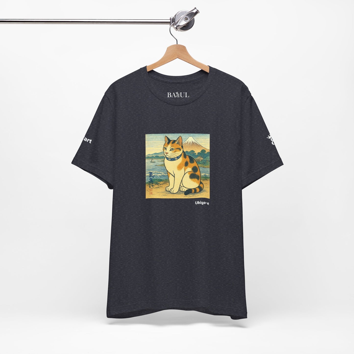 CATART Unisex Jersey Cat T-Shirt - UKIYO-E Japanese art Style - Iconic Painting Reimagined with Cats
