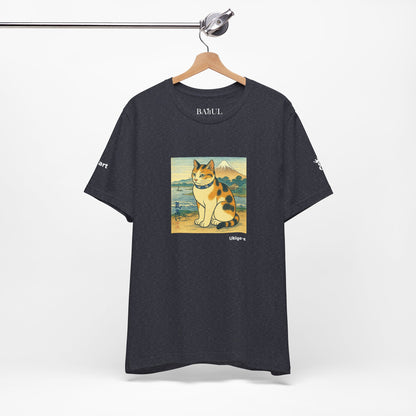 CATART Unisex Jersey Cat T-Shirt - UKIYO-E Japanese art Style - Iconic Painting Reimagined with Cats