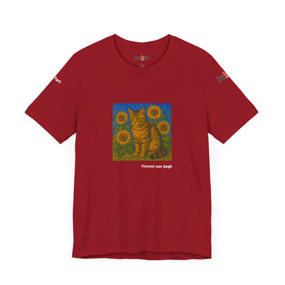 CATART Unisex Jersey Cat T-Shirt - Vincent van Gogh - Iconic Painting Reimagined with Cats