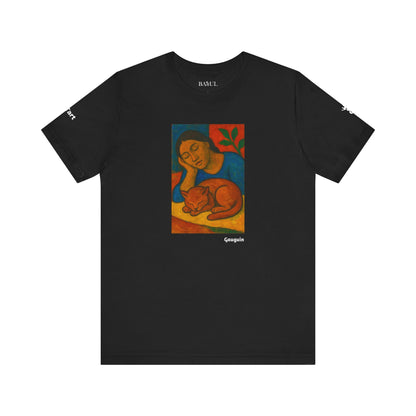 CATART Unisex Jersey Cat T-Shirt - GAUGUIN - Iconic Painting Reimagined with Cats