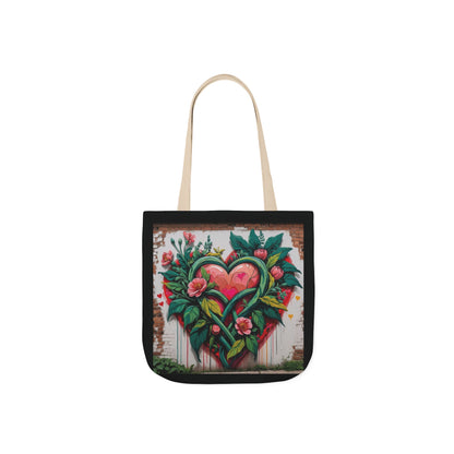 Artistic Surge - Eco-Friendly Canvas Tote Bag - FLOWERED HEARTS