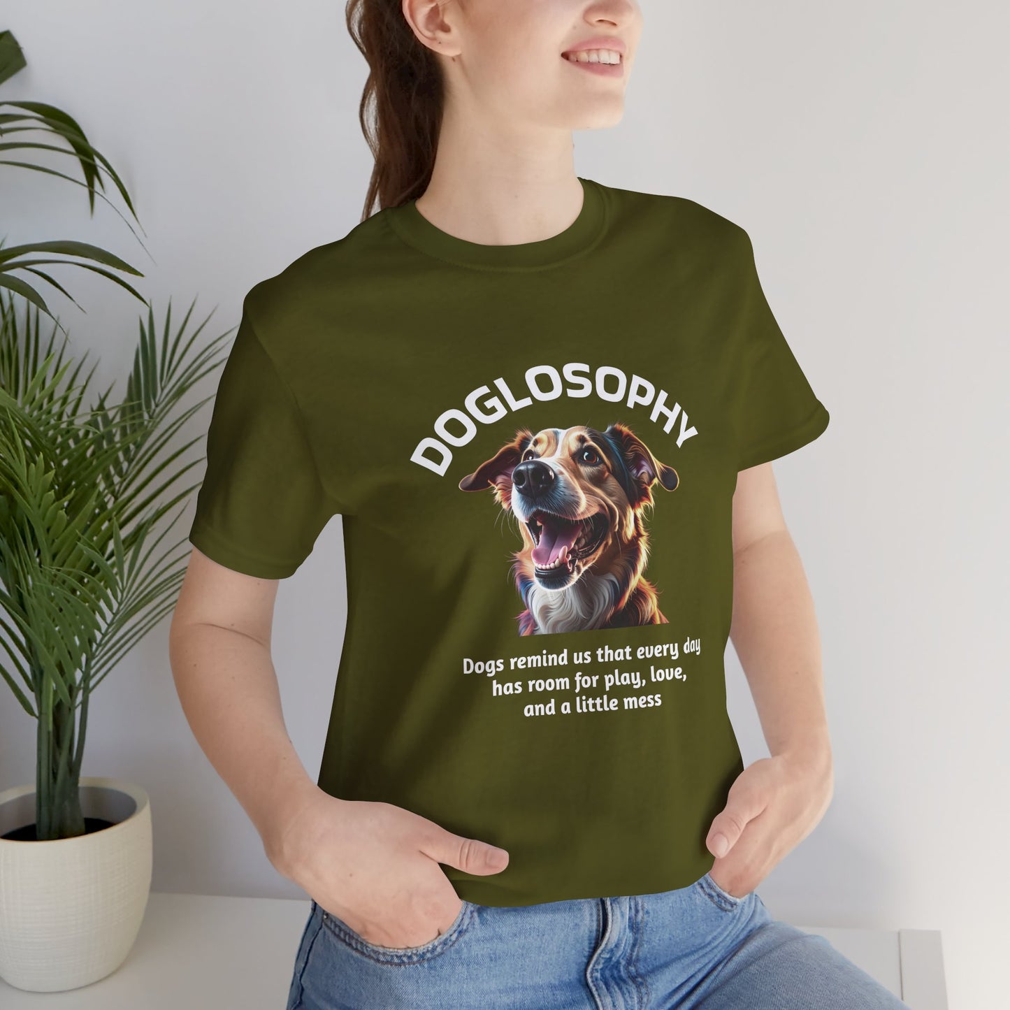 Doglosophy Unisex Jersey Short Sleeve Tee –  "Dog Remind Us" Design