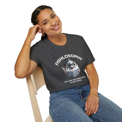 Fishlosophy Unisex T-Shirt - Ocean Vibes and Life's Questions Design - The Cure For Everything Is Salt Water
