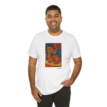 CATART Unisex Jersey Cat T-Shirt - GAUGUIN - Iconic Painting Reimagined with Cats