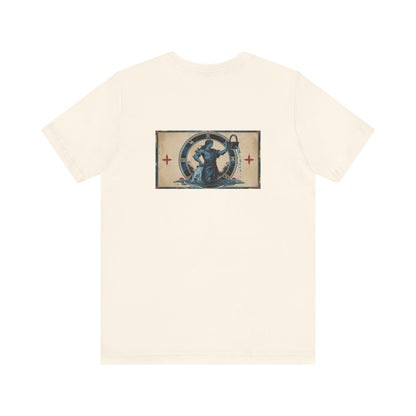 Aquarius - Gothic Zodiac T-Shirt. Blu graphic on the back.  Zodiac in the Shadows