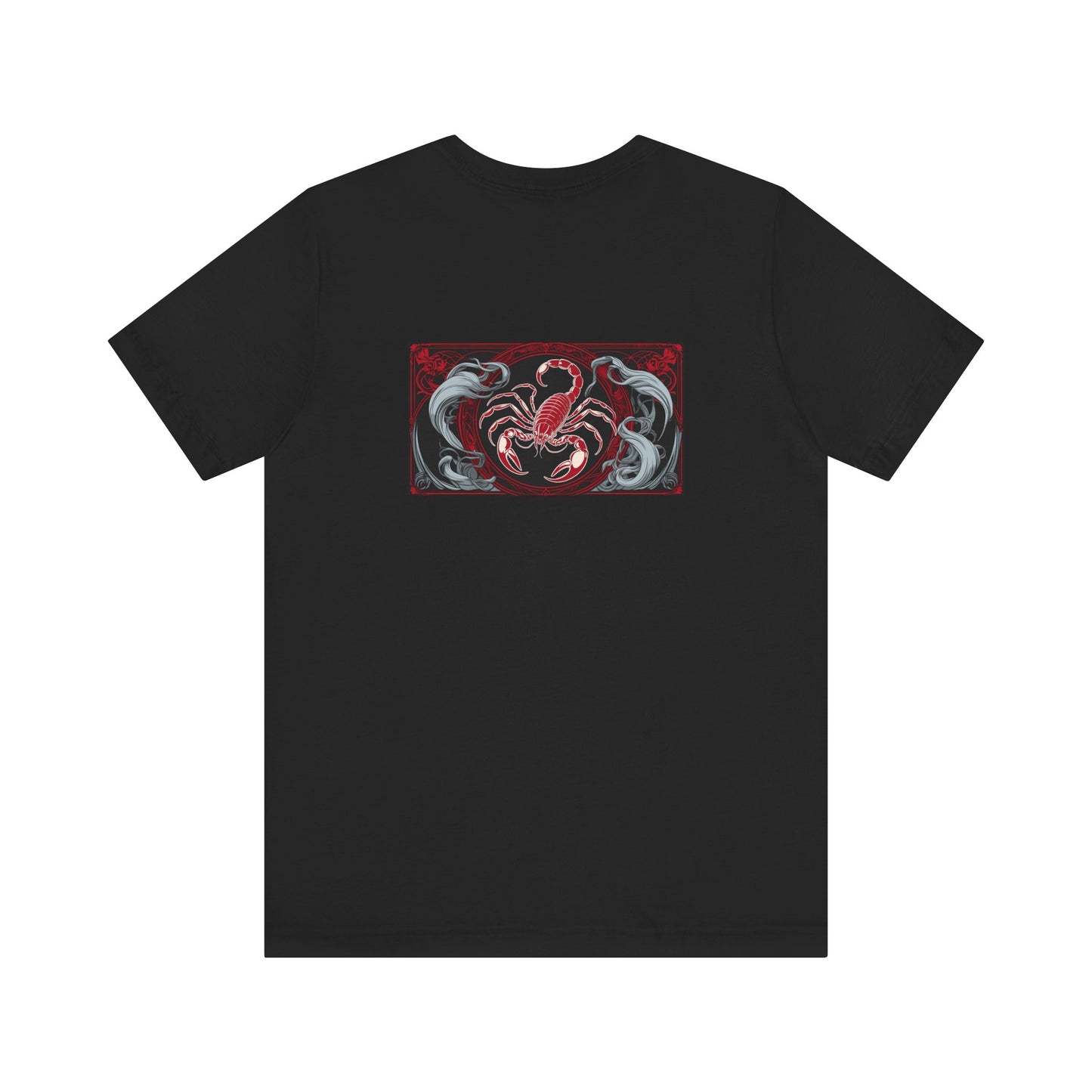 Scorpio - Gothic Zodiac, Red Graphic on the back T-Shirt. Zodiac in the Shadows