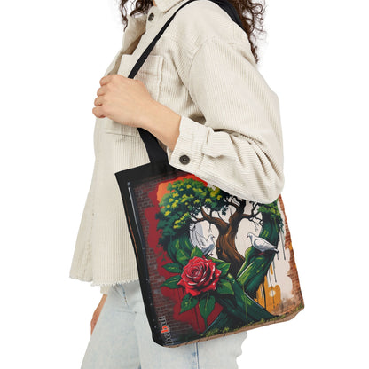 Artistic Surge - Eco-Friendly Canvas Tote Bag - HEART WITH ROSE