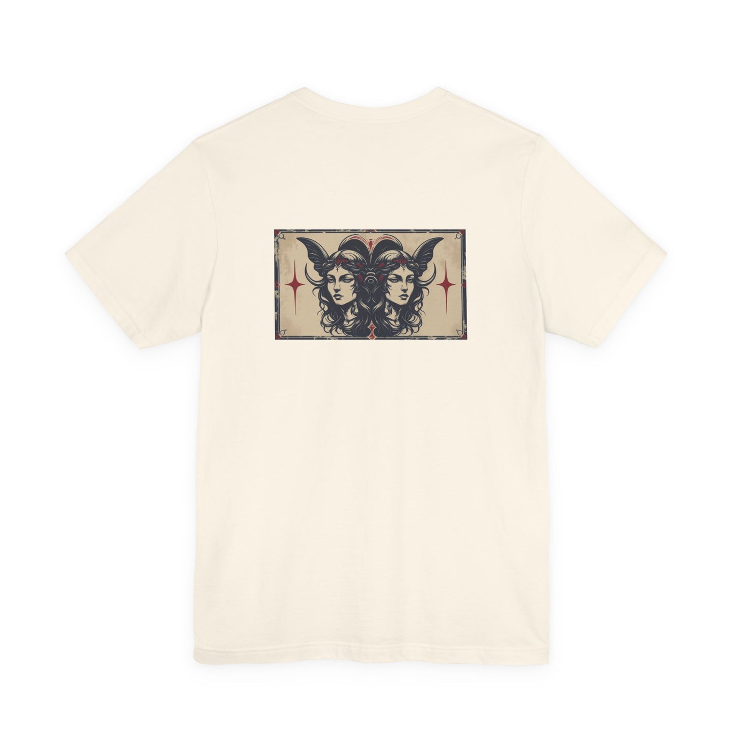 Gemini - Gothic Zodiac T-Shirt. Blue graphic on the back.  Zodiac in the Shadows