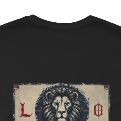 Leo - Gothic Zodiac T-Shirt. Blue graphic on the back.  Zodiac in the Shadows