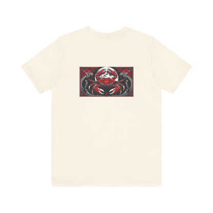Cancer - Gothic Zodiac, Red Graphic on the back T-Shirt. Zodiac in the Shadows