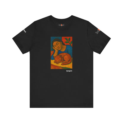 CATART Unisex Jersey Cat T-Shirt - GAUGUIN - Iconic Painting Reimagined with Cats