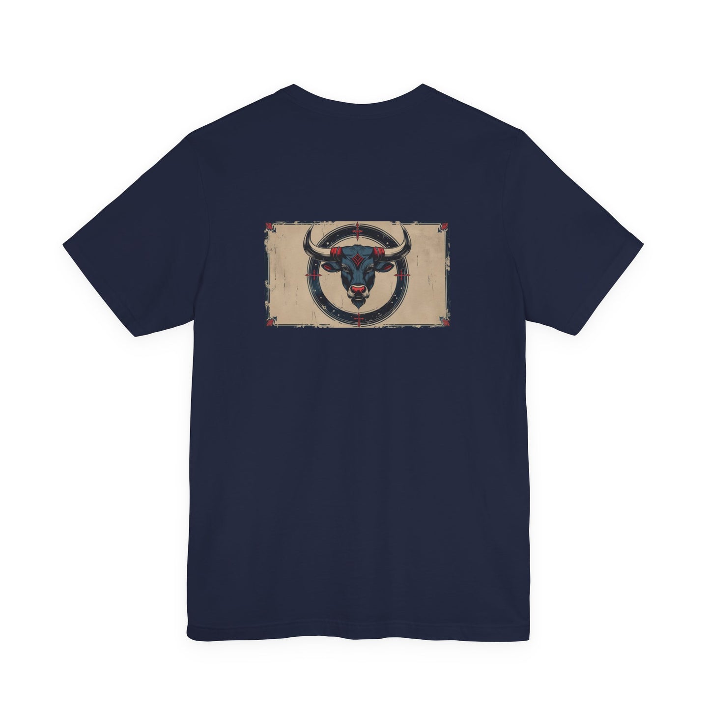 Taurus - Gothic Zodiac T-Shirt. Blue graphic on the back.  Zodiac in the Shadows