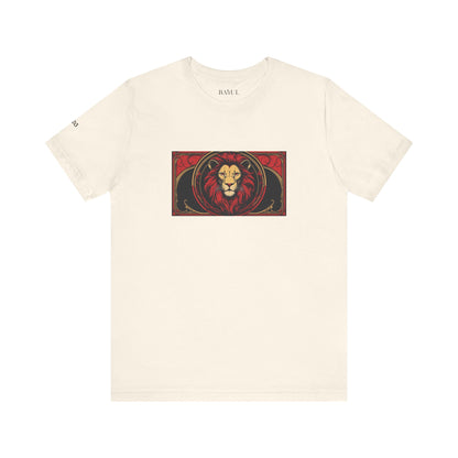Leo - Gothic Zodiac T-Shirt. Red graphic in front.  Zodiac in the Shadows