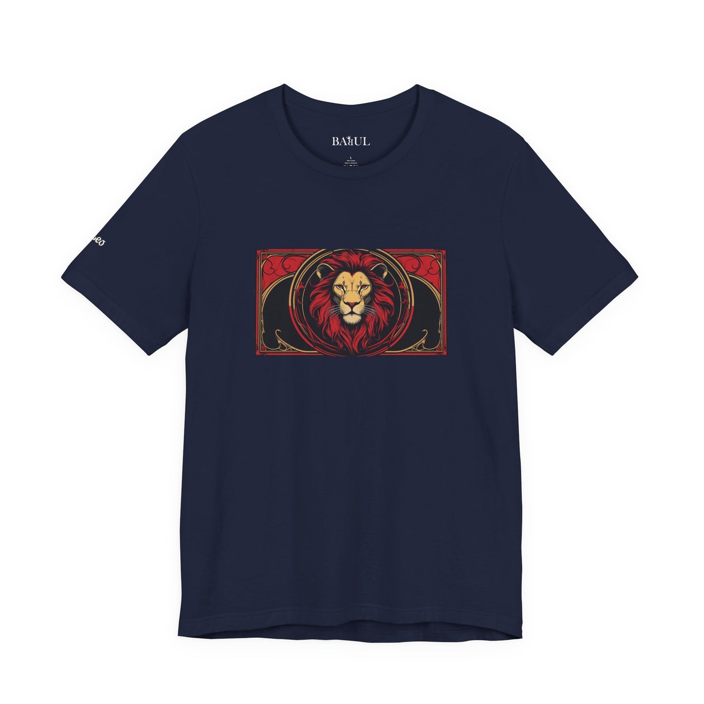 Leo - Gothic Zodiac T-Shirt. Red graphic in front.  Zodiac in the Shadows