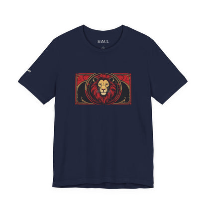 Leo - Gothic Zodiac T-Shirt. Red graphic in front.  Zodiac in the Shadows