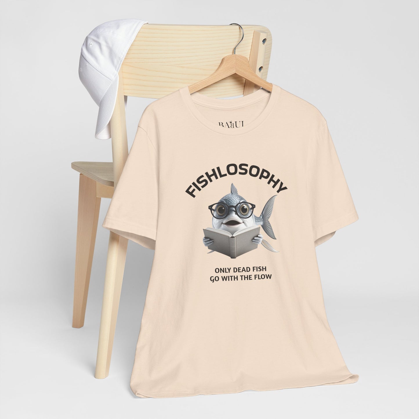 Fishlosophy Unisex Jersey Short Sleeve Tee –  Only Dead Fish go with the Flow