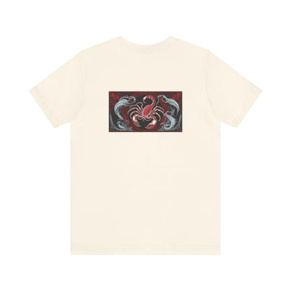 Scorpio - Gothic Zodiac, Red Graphic on the back T-Shirt. Zodiac in the Shadows