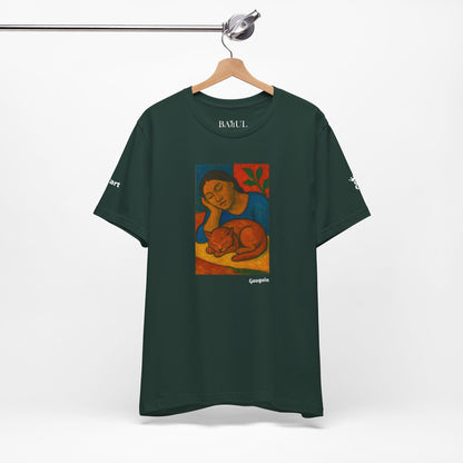 CATART Unisex Jersey Cat T-Shirt - GAUGUIN - Iconic Painting Reimagined with Cats