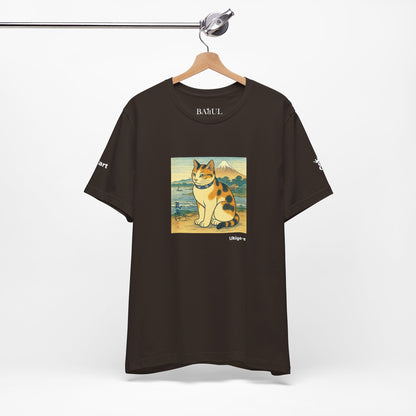 CATART Unisex Jersey Cat T-Shirt - UKIYO-E Japanese art Style - Iconic Painting Reimagined with Cats