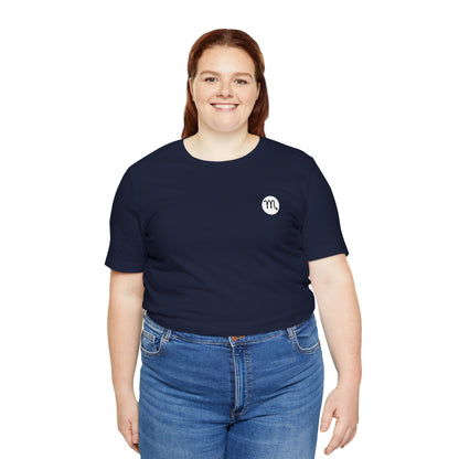 Scorpio - Gothic Zodiac T-Shirt. Blue graphic on the back.  Zodiac in the Shadows
