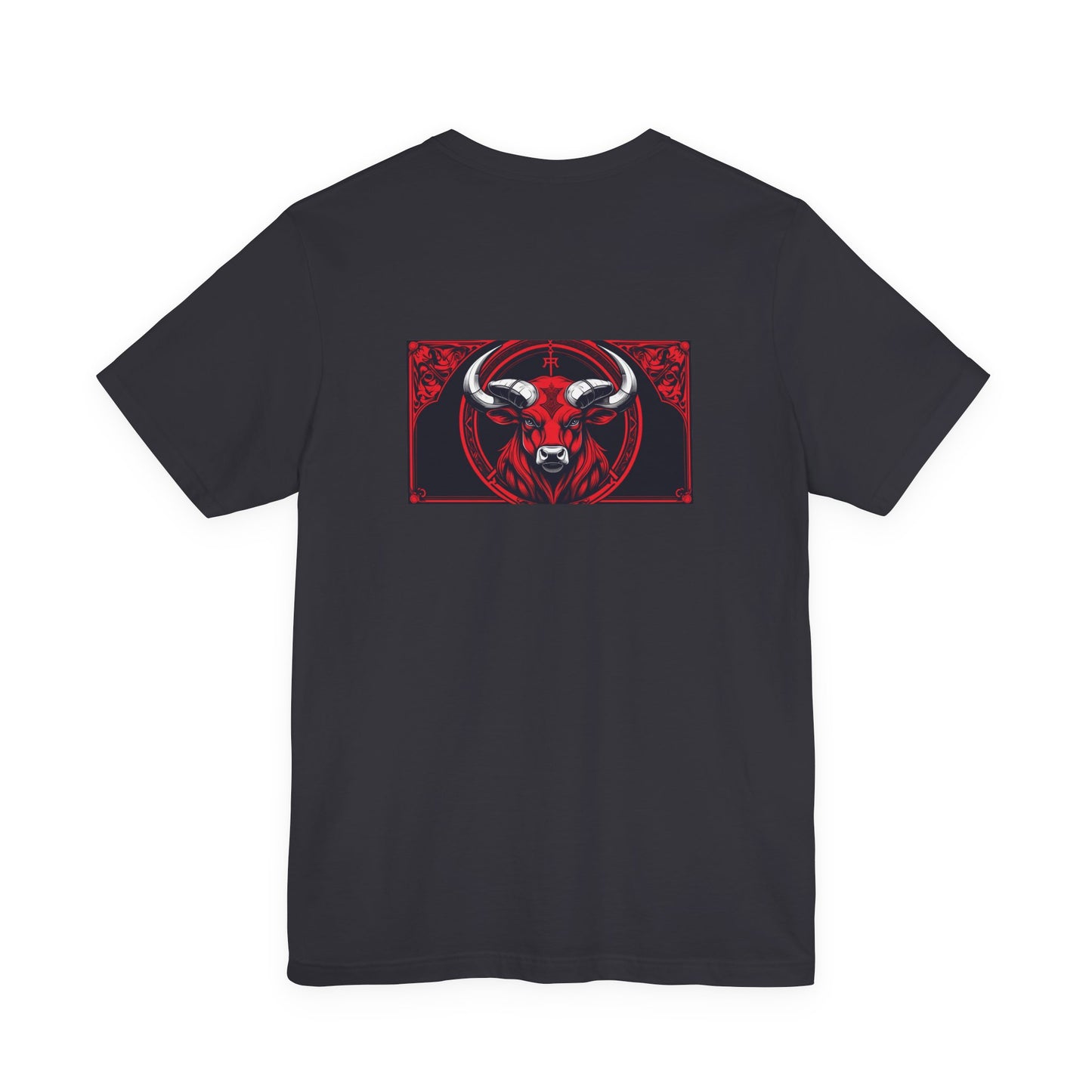 Taurus - Gothic Zodiac, Red Graphic on the back T-Shirt. Zodiac in the Shadows