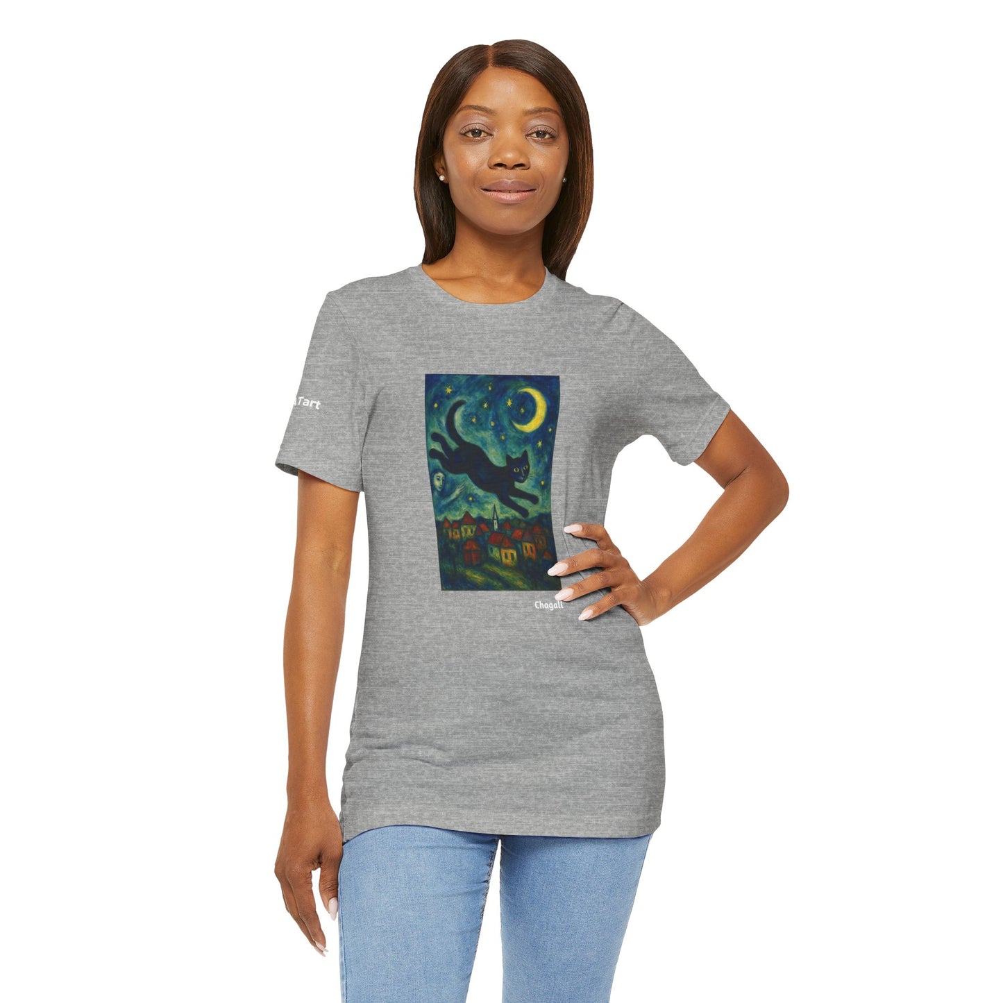 CATART Unisex Jersey Cat T-Shirt - MARC CHAGALL - Iconic Painting Reimagined with Cats