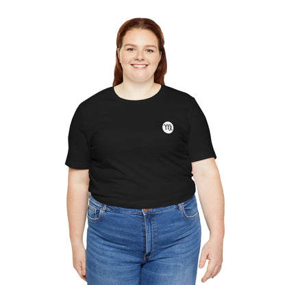 Virgo - Gothic Zodiac T-Shirt. Blue graphic on the back.  Zodiac in the Shadows
