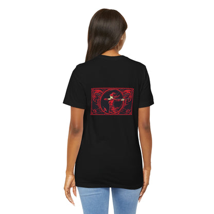 Sagittarius - Gothic Zodiac, Red Graphic on the back T-Shirt. Zodiac in the Shadows