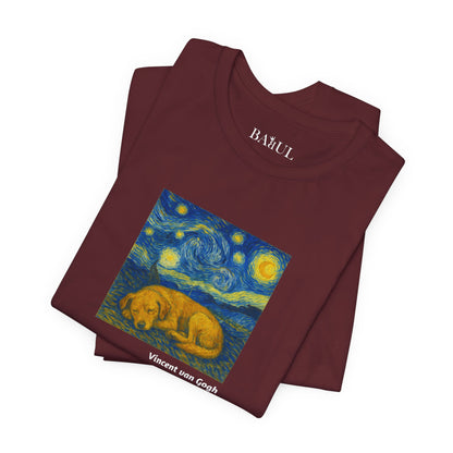 DOGART Unisex Jersey Dog T-Shirt - VAN GOGH - Iconic Painting Reimagined with Dogs