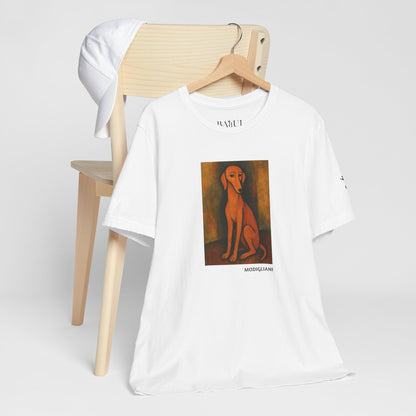 DOGART Unisex Jersey DOG T-Shirt - MODIGLIANI - Iconic Painting Reimagined with Dogs