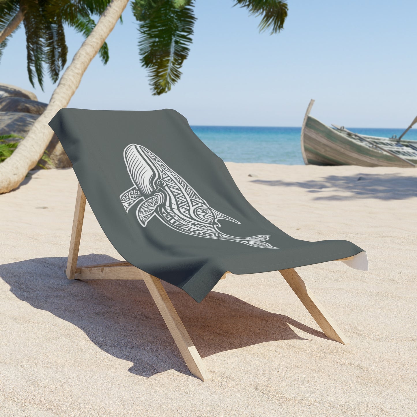 Tribal Waves Beach Towel - WHALE