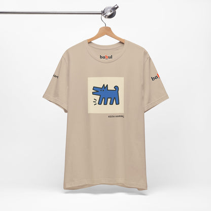 DOGART Unisex Jersey Cat T-Shirt - KEITH HARING - Iconic Painting Reimagined with Dogs