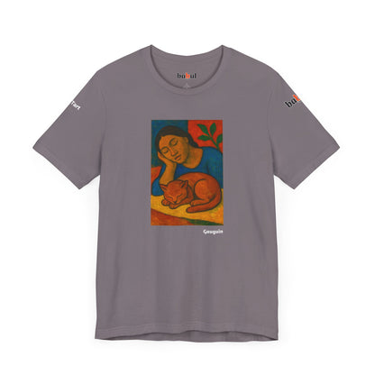 CATART Unisex Jersey Cat T-Shirt - GAUGUIN - Iconic Painting Reimagined with Cats