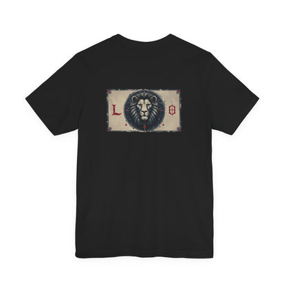 Leo - Gothic Zodiac T-Shirt. Blue graphic on the back.  Zodiac in the Shadows